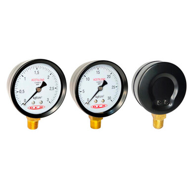 Manômetro DSA Vertical – Para Regulador de Pressão (0 a 3 kgf e 0 a 30 kgf - Acetileno)